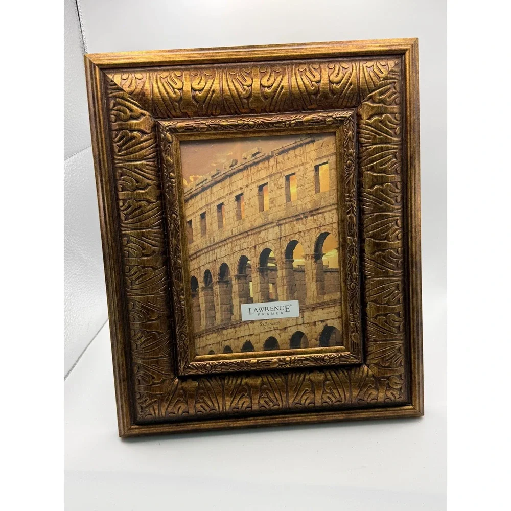 Lawrence Frames‎ Ornate Antique Gold 5x7 Picture Frame Baroque Floral Relief